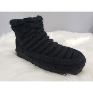 NEW NO BOX UGG Size 5 Classic Mini Chunky Knit BLK Black Boot booties house shoe